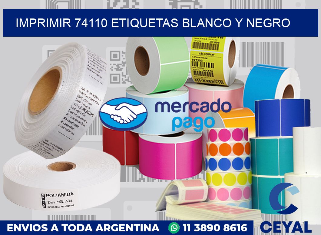 imprimir 74110 etiquetas blanco y negro