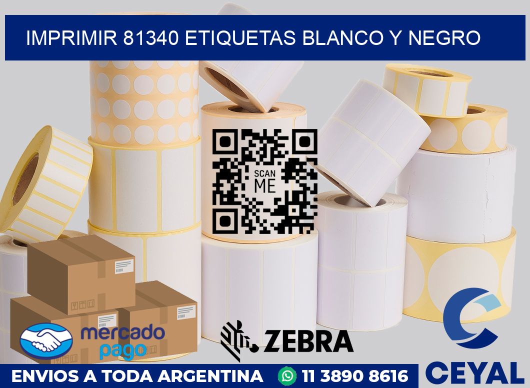 imprimir 81340 etiquetas blanco y negro