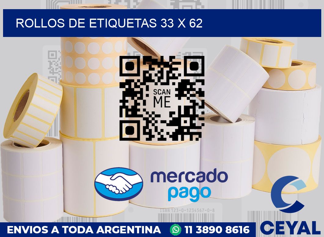 rollos de etiquetas 33 x 62