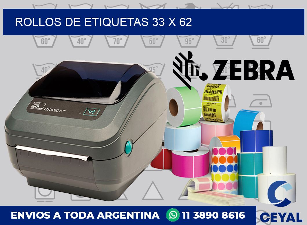 rollos de etiquetas 33 x 62