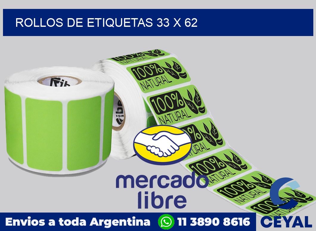 rollos de etiquetas 33 x 62