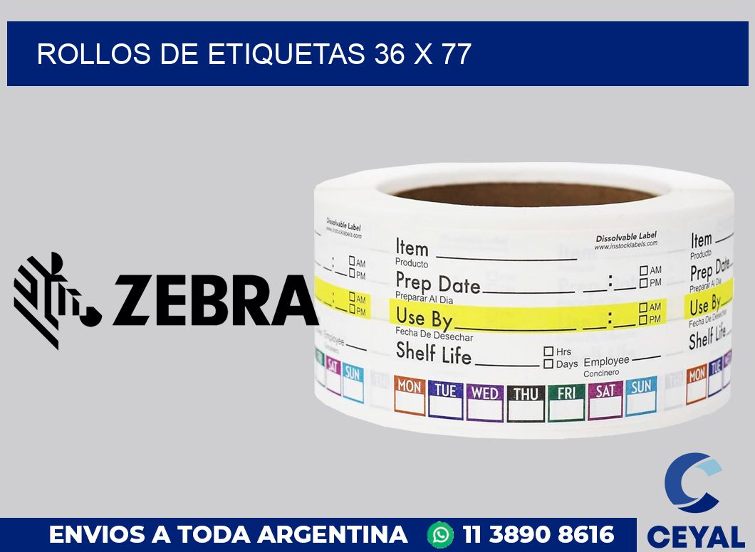 rollos de etiquetas 36 x 77