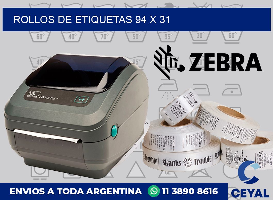 rollos de etiquetas 94 x 31