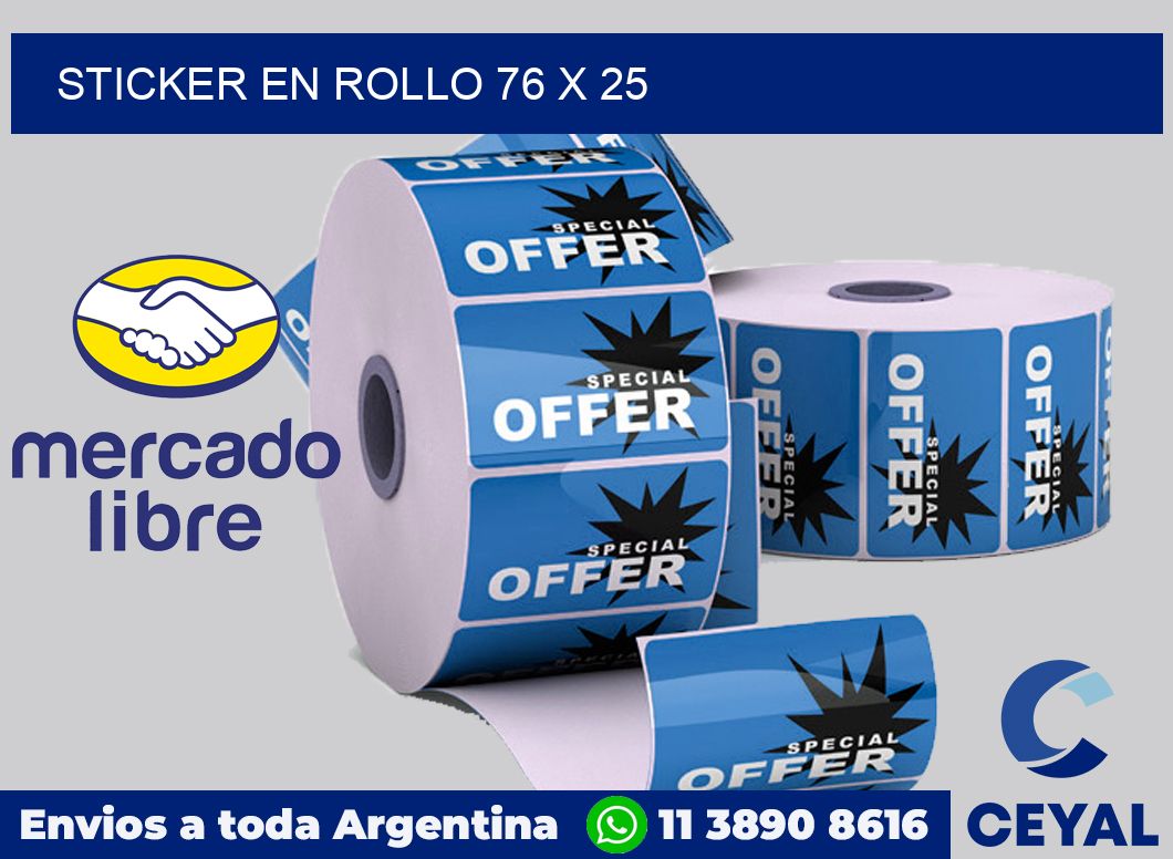 sticker en rollo 76 x 25