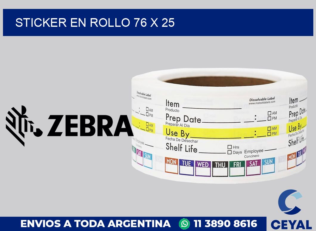 sticker en rollo 76 x 25