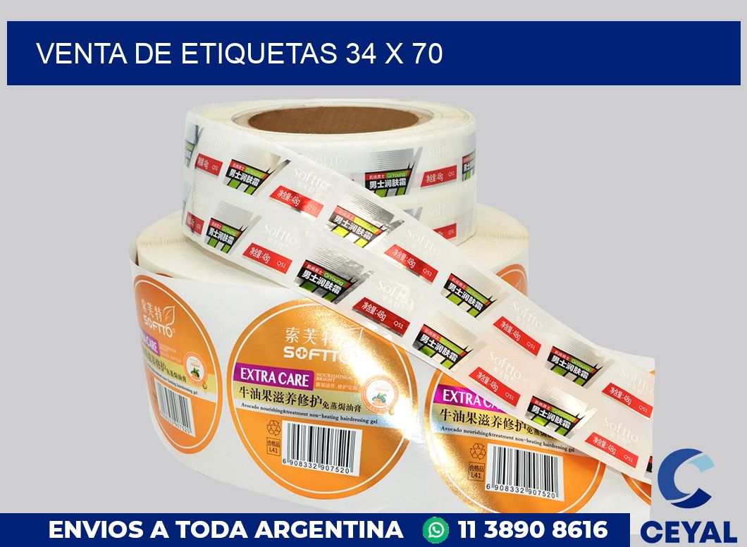 venta de etiquetas 34 x 70