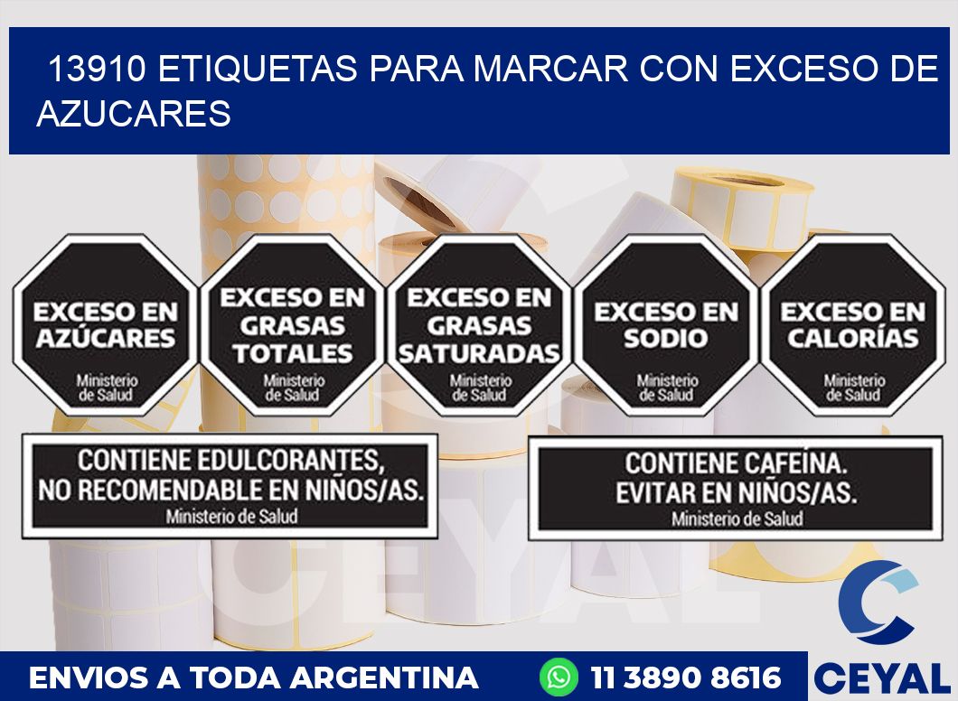 13910 ETIQUETAS PARA MARCAR CON EXCESO DE AZUCARES