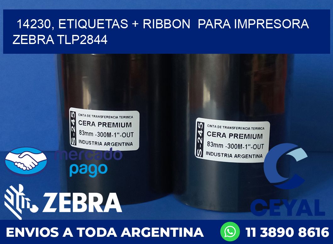 14230, etiquetas + ribbon para impresora zebra TLP2844