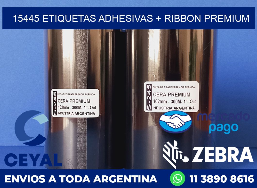 15445 ETIQUETAS ADHESIVAS + RIBBON PREMIUM