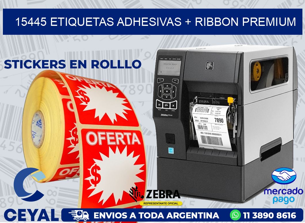 15445 ETIQUETAS ADHESIVAS + RIBBON PREMIUM