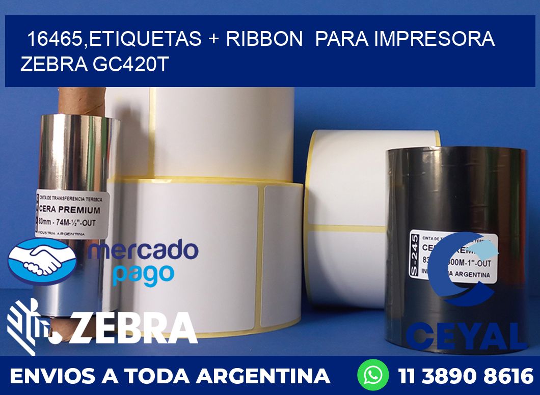 16465,etiquetas + ribbon para impresora zebra GC420T