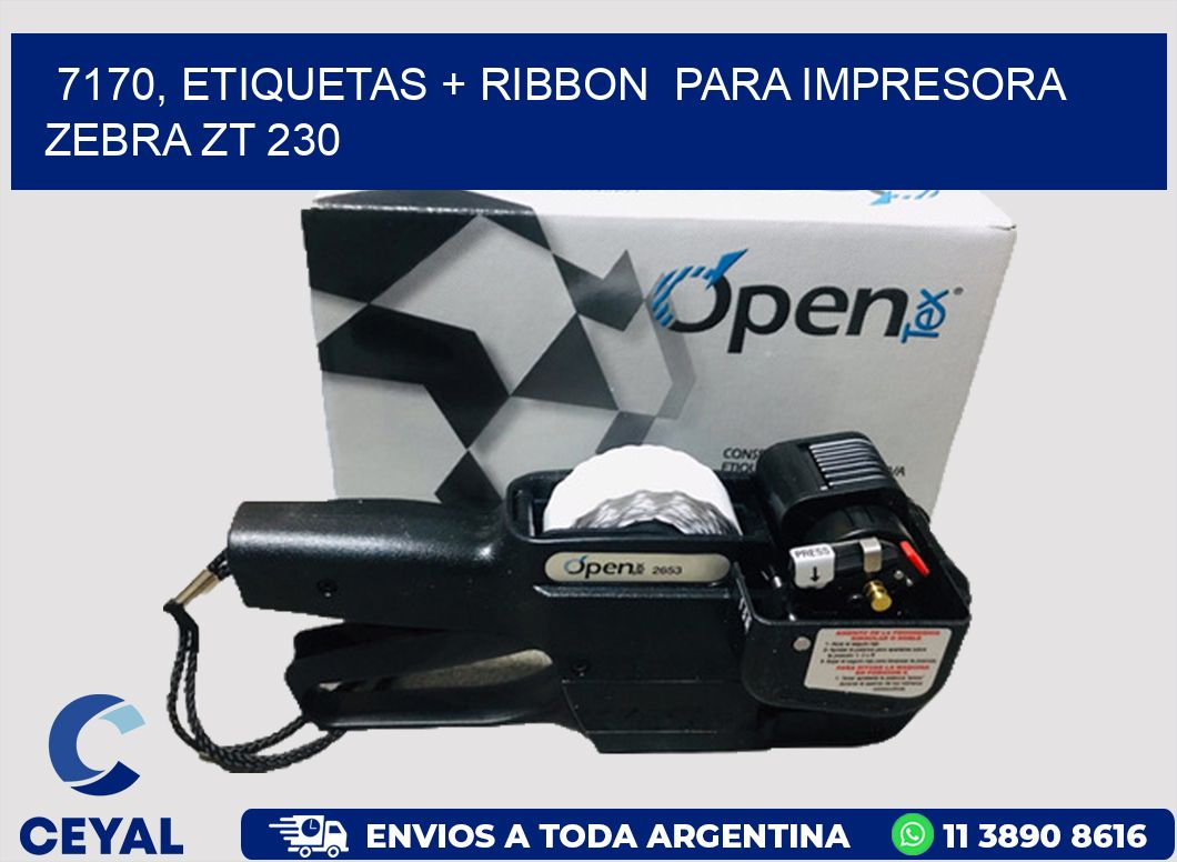 7170, etiquetas + ribbon para impresora zebra ZT 230