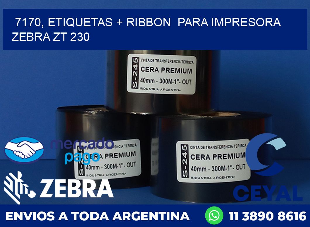 7170, etiquetas + ribbon para impresora zebra ZT 230