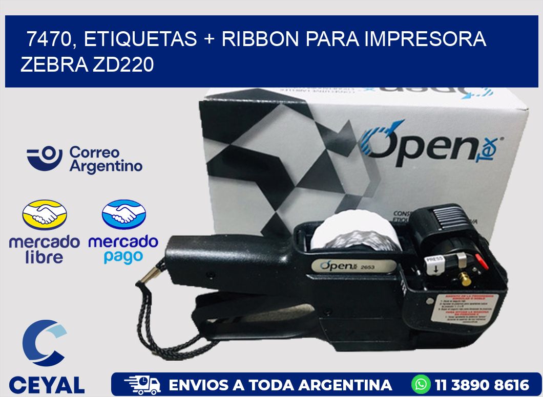 7470, etiquetas + ribbon para impresora zebra zd220