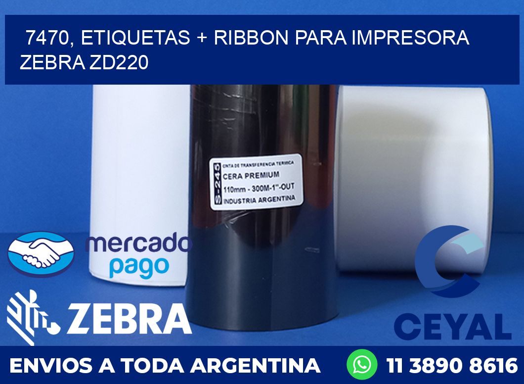 7470, etiquetas + ribbon para impresora zebra zd220