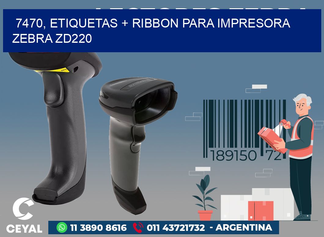 7470, etiquetas + ribbon para impresora zebra zd220