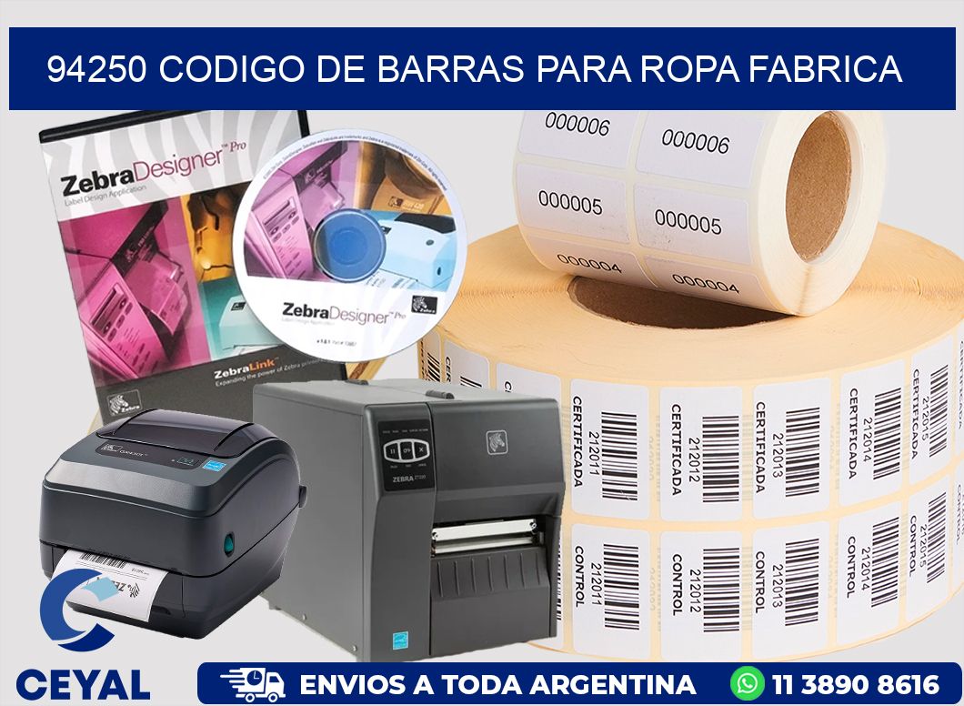 94250 CODIGO DE BARRAS PARA ROPA FABRICA