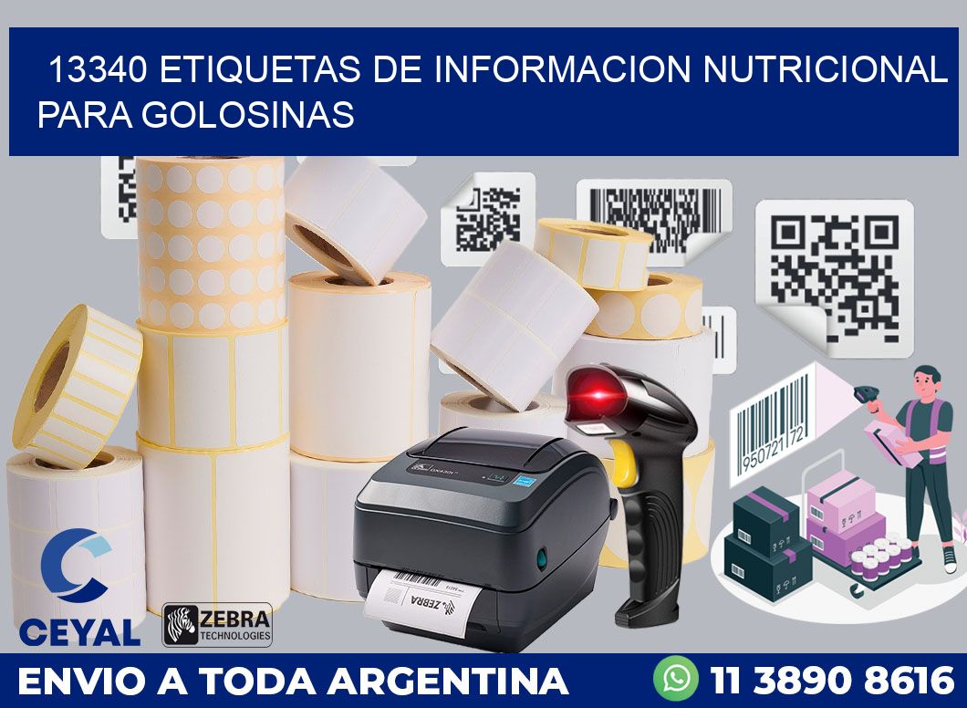 13340 ETIQUETAS DE INFORMACION NUTRICIONAL PARA GOLOSINAS