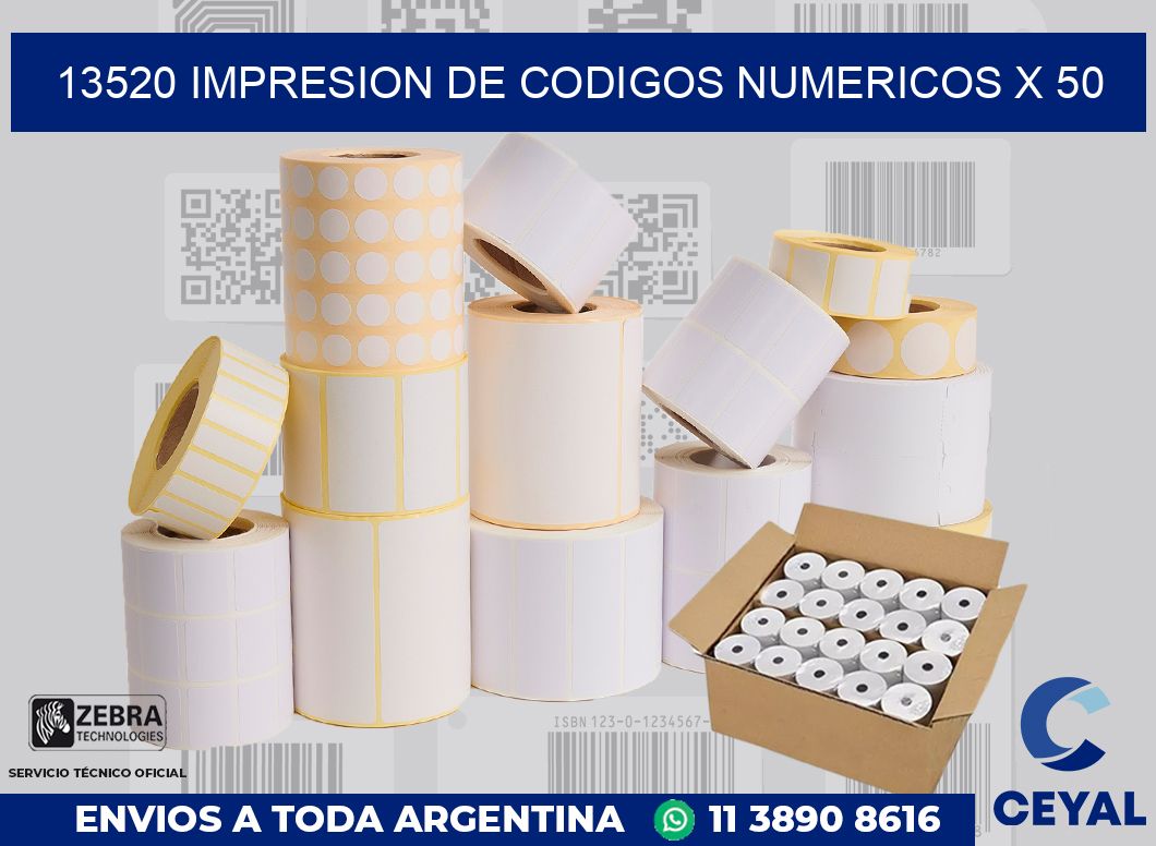 13520 impresion de codigos numericos x 50