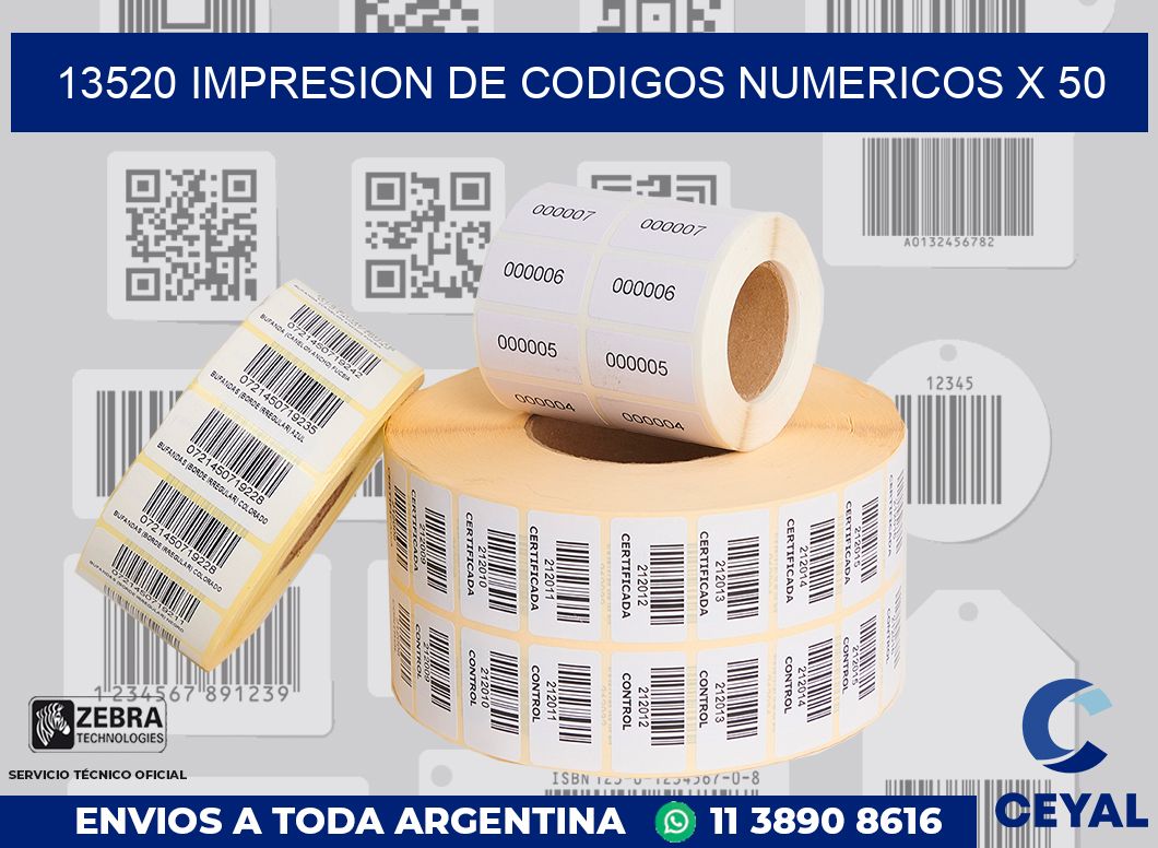 13520 impresion de codigos numericos x 50