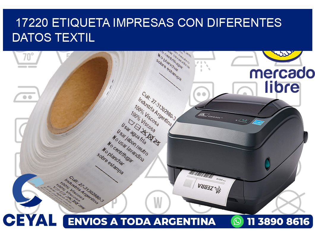 17220 ETIQUETA IMPRESAS CON DIFERENTES DATOS TEXTIL