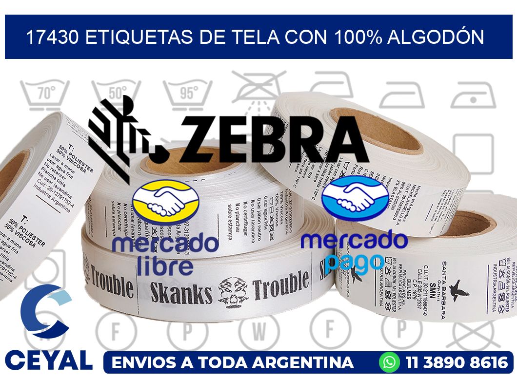 17430 ETIQUETAS DE TELA CON 100% ALGODÓN