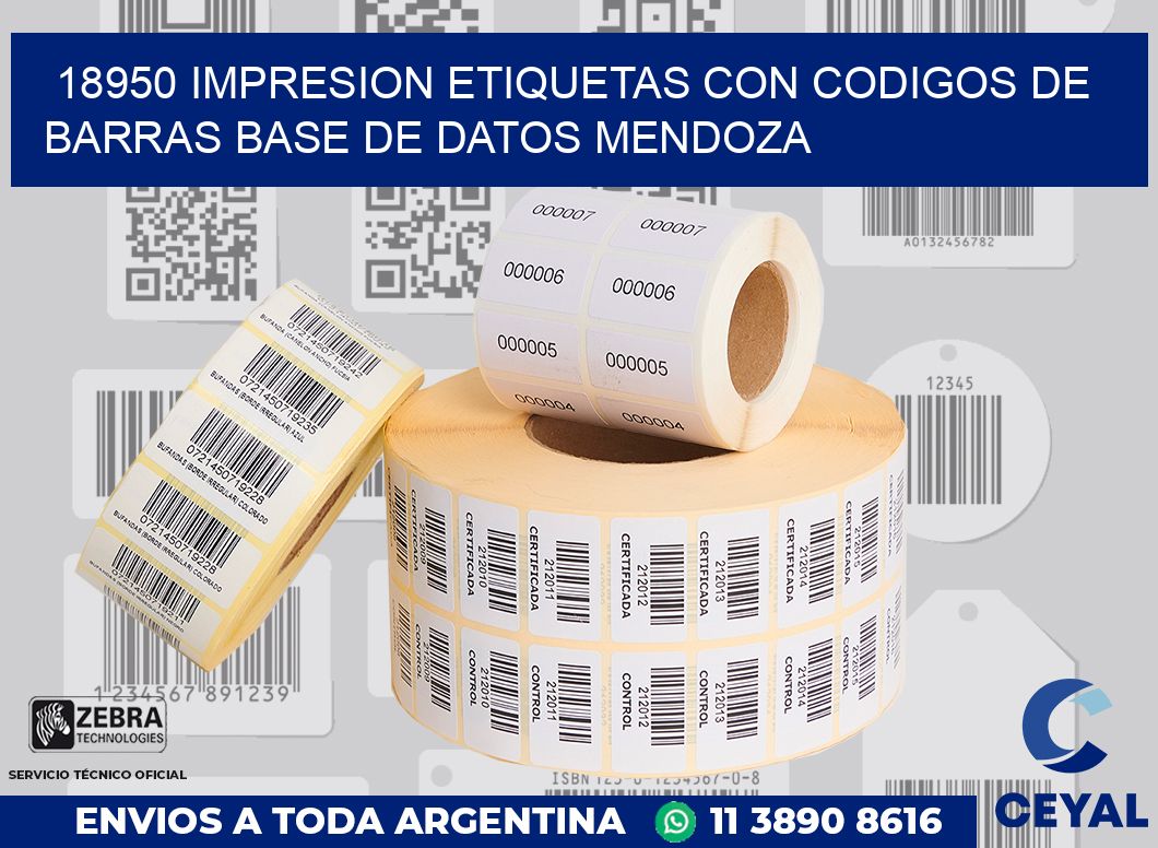 18950 IMPRESION ETIQUETAS CON CODIGOS DE BARRAS BASE DE DATOS MENDOZA