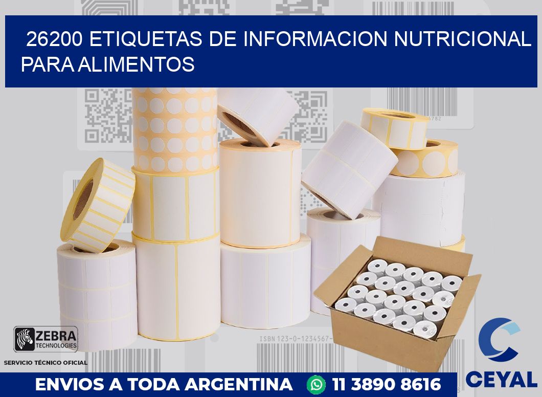 26200 ETIQUETAS DE INFORMACION NUTRICIONAL PARA ALIMENTOS