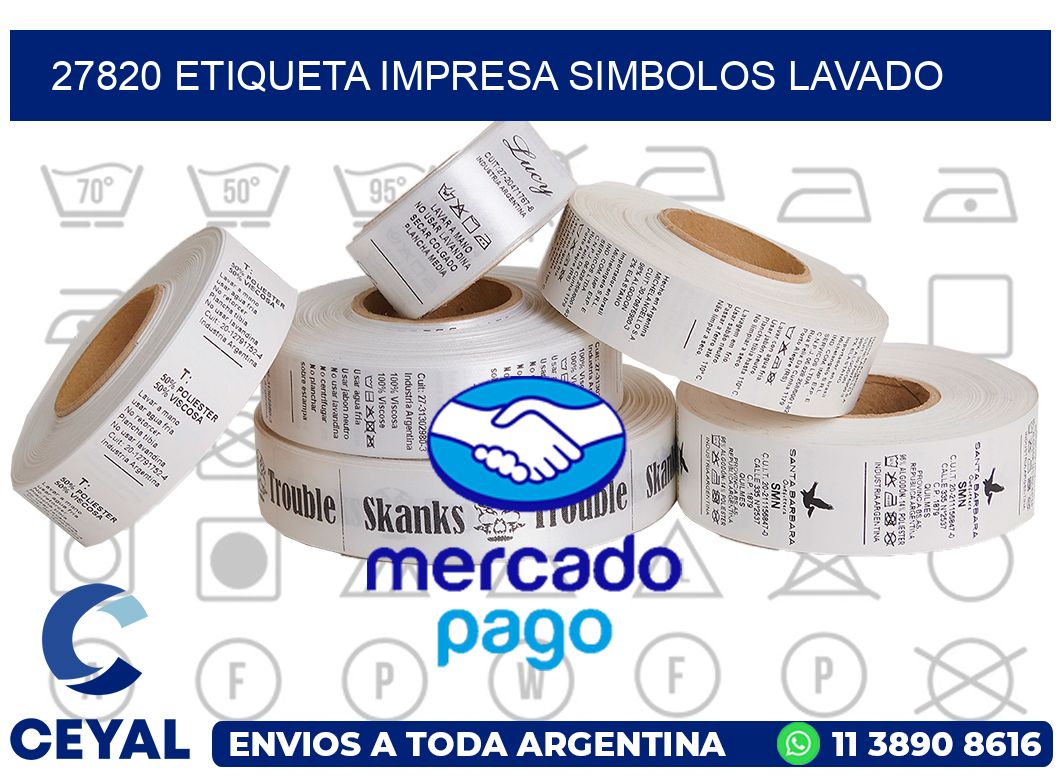 27820 ETIQUETA IMPRESA SIMBOLOS LAVADO