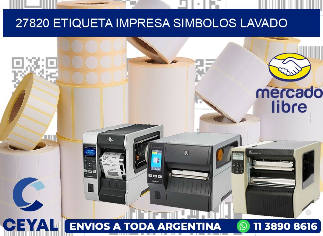 27820 ETIQUETA IMPRESA SIMBOLOS LAVADO