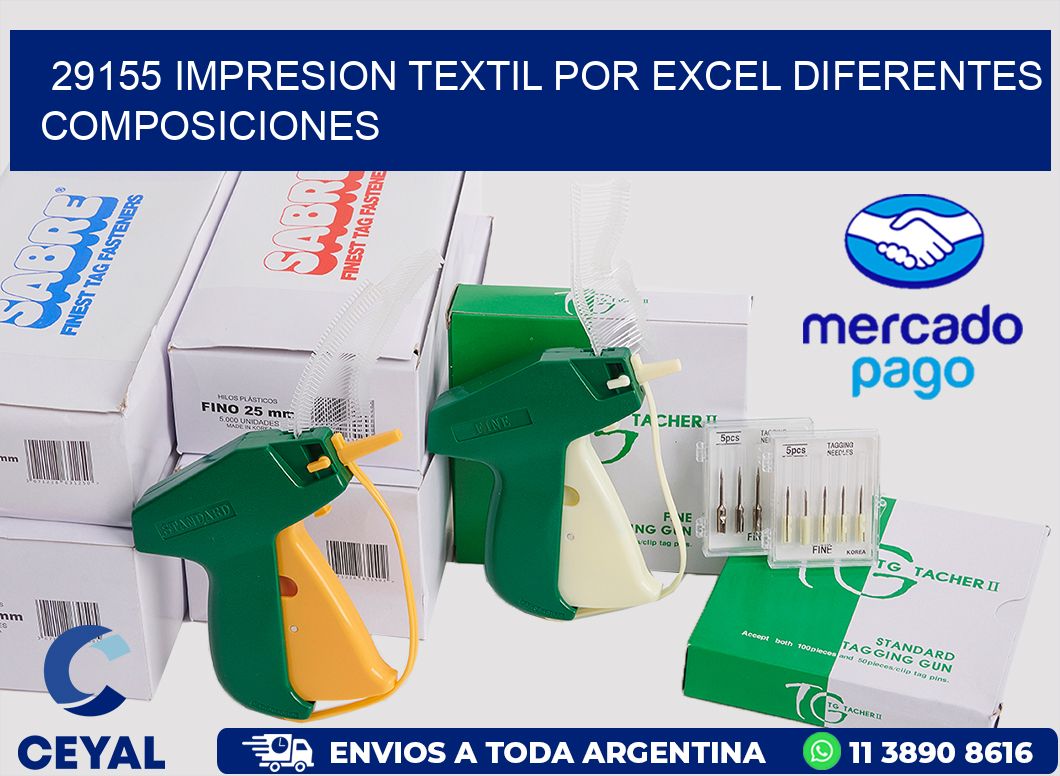 29155 IMPRESION TEXTIL POR EXCEL DIFERENTES COMPOSICIONES