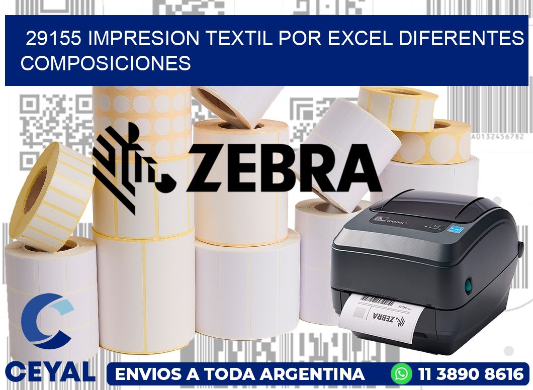 29155 IMPRESION TEXTIL POR EXCEL DIFERENTES COMPOSICIONES