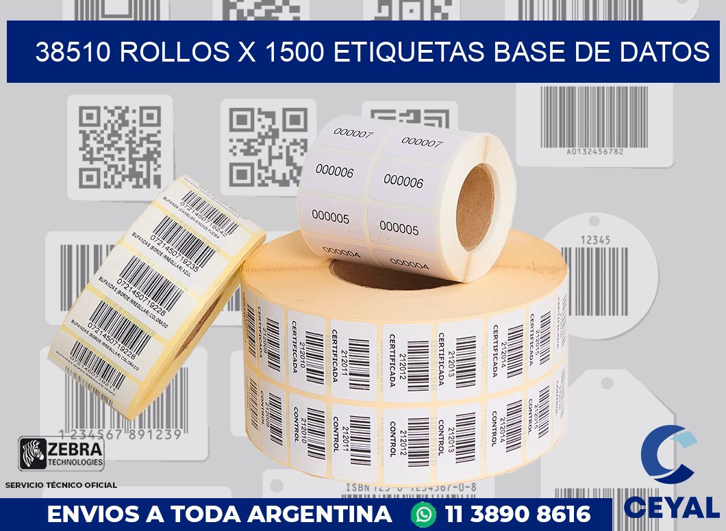 38510 Rollos x 1500 etiquetas base de datos