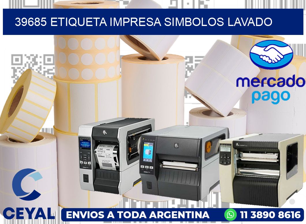 39685 ETIQUETA IMPRESA SIMBOLOS LAVADO
