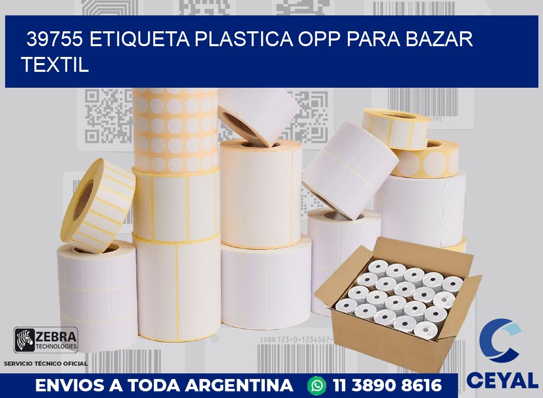 39755 ETIQUETA PLASTICA OPP PARA BAZAR TEXTIL