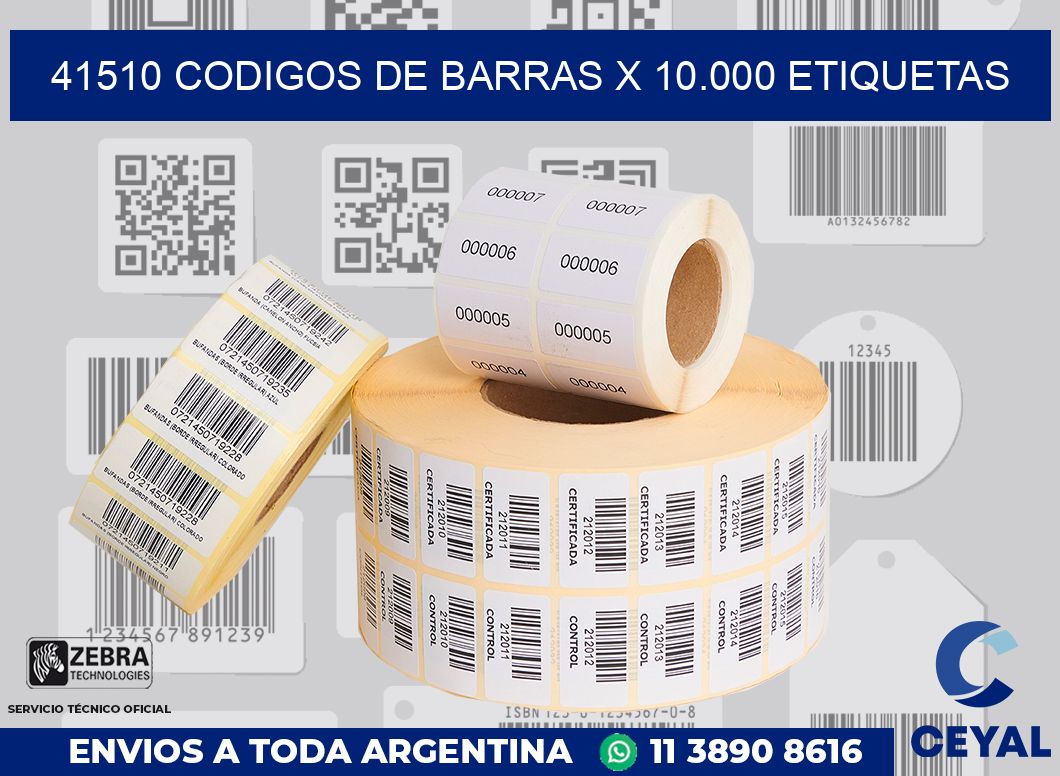 41510 codigos de barras x 10.000 etiquetas