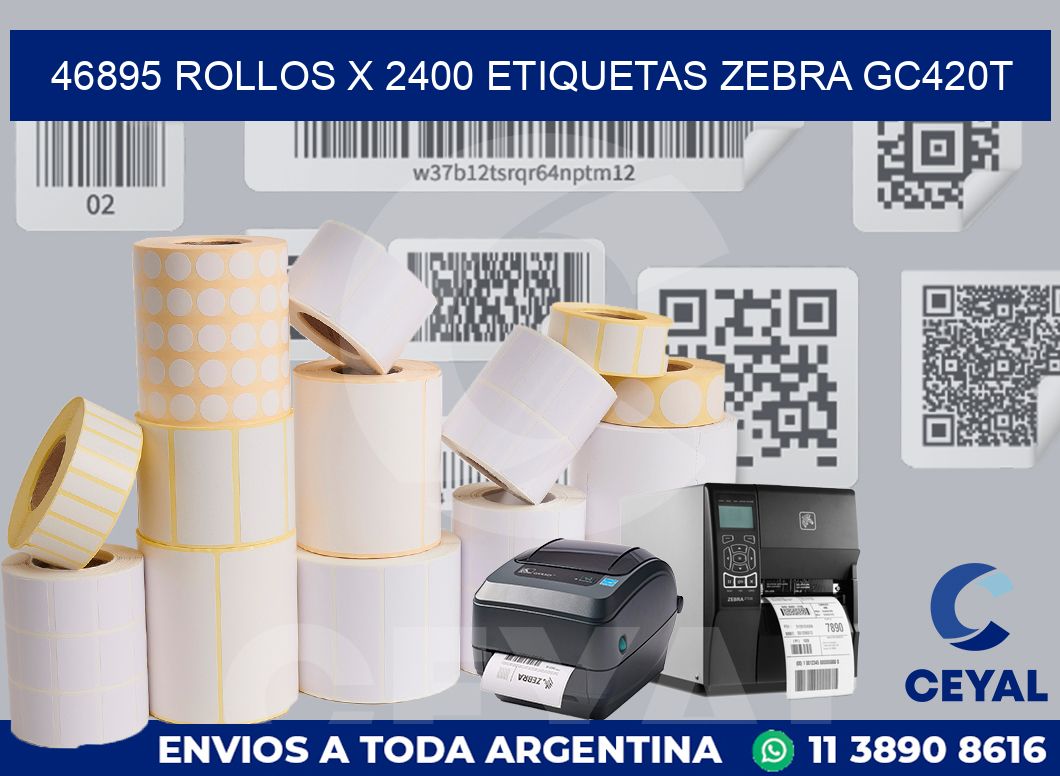 46895 Rollos x 2400 etiquetas zebra gc420t
