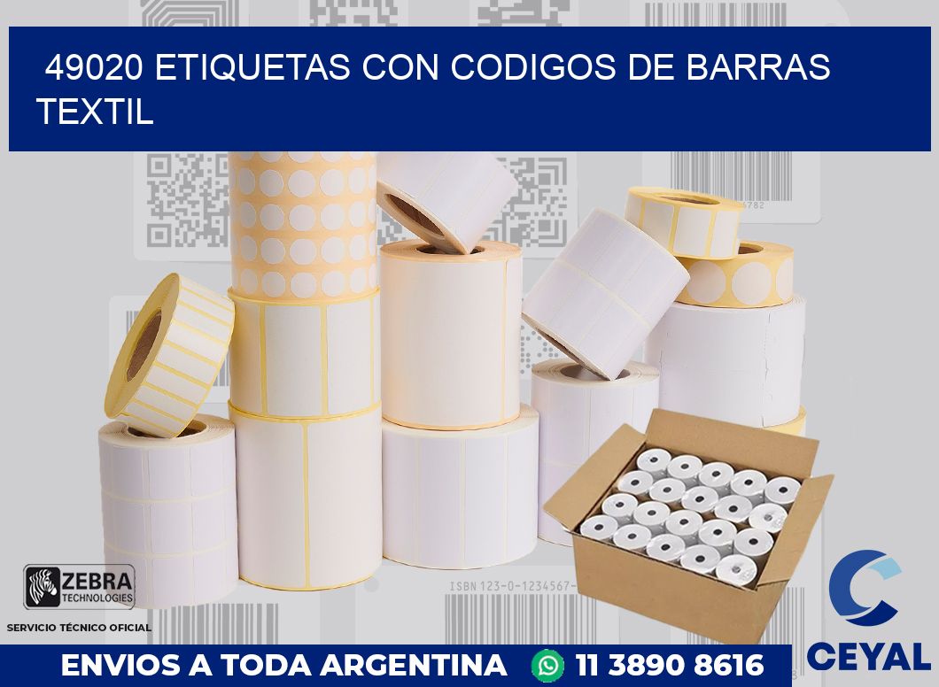 49020 ETIQUETAS CON CODIGOS DE BARRAS TEXTIL