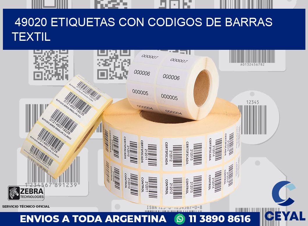 49020 ETIQUETAS CON CODIGOS DE BARRAS TEXTIL