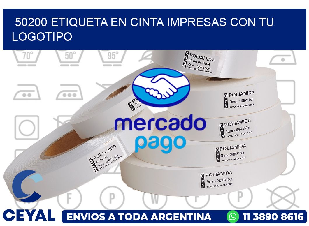 50200 ETIQUETA EN CINTA IMPRESAS CON TU LOGOTIPO