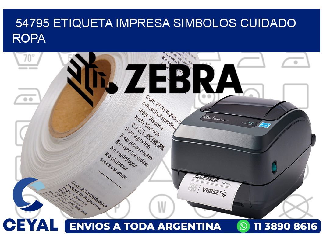 54795 ETIQUETA IMPRESA SIMBOLOS CUIDADO ROPA