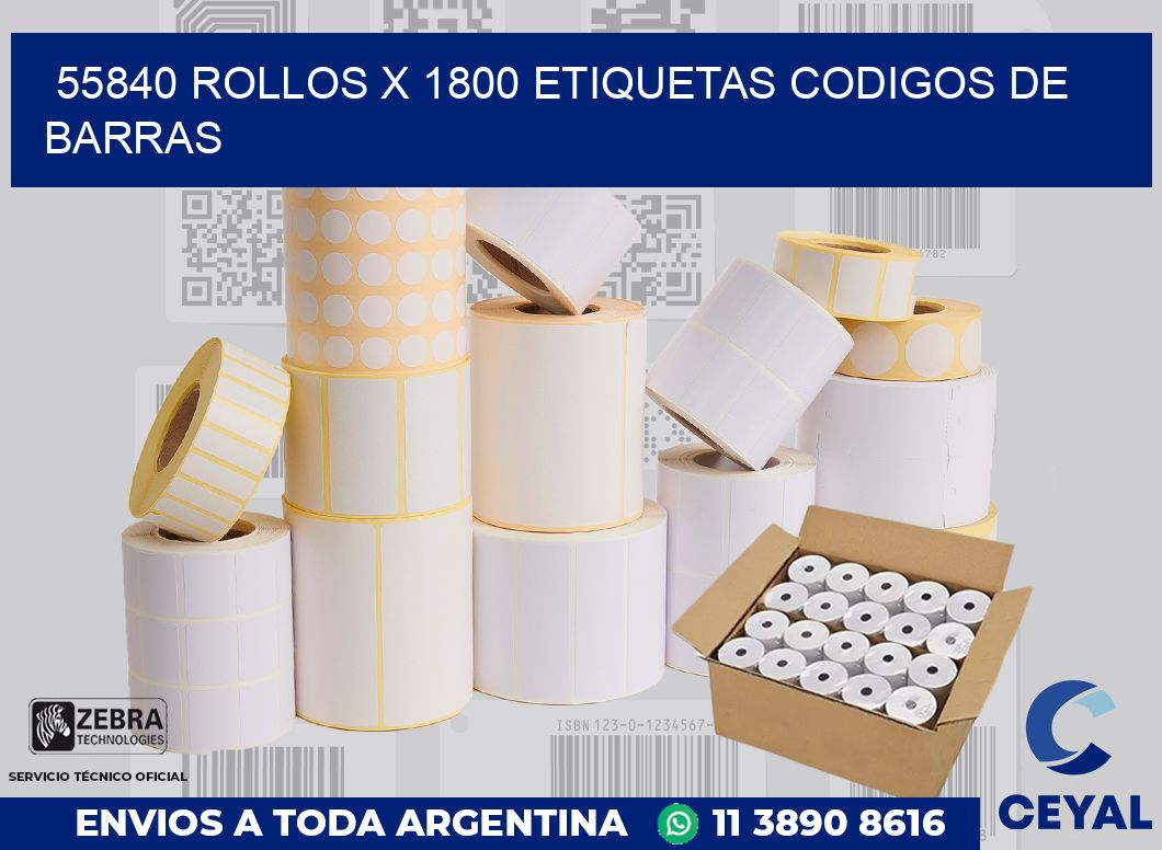 55840 Rollos x 1800 etiquetas codigos de barras