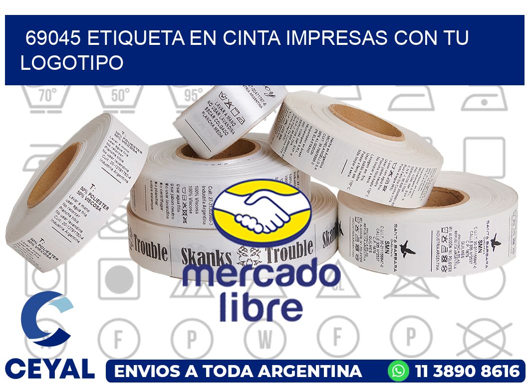 69045 ETIQUETA EN CINTA IMPRESAS CON TU LOGOTIPO