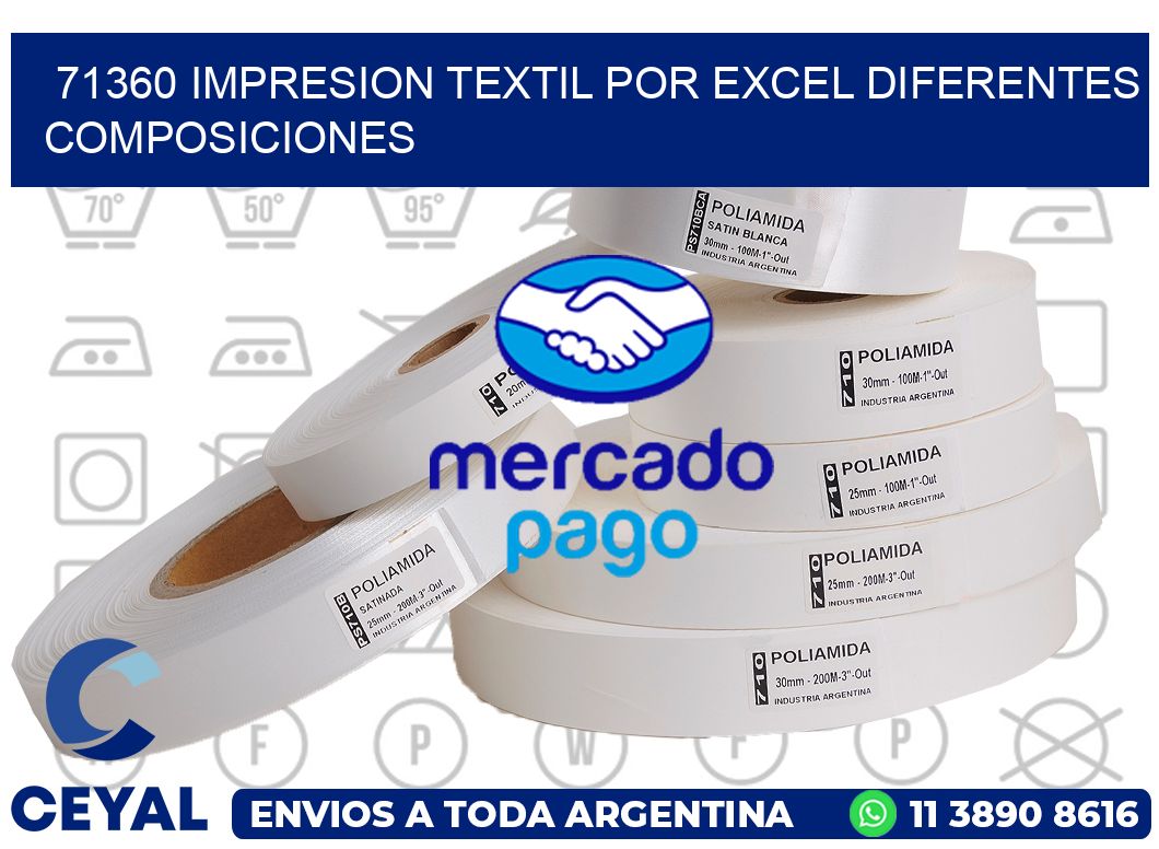 71360 IMPRESION TEXTIL POR EXCEL DIFERENTES COMPOSICIONES