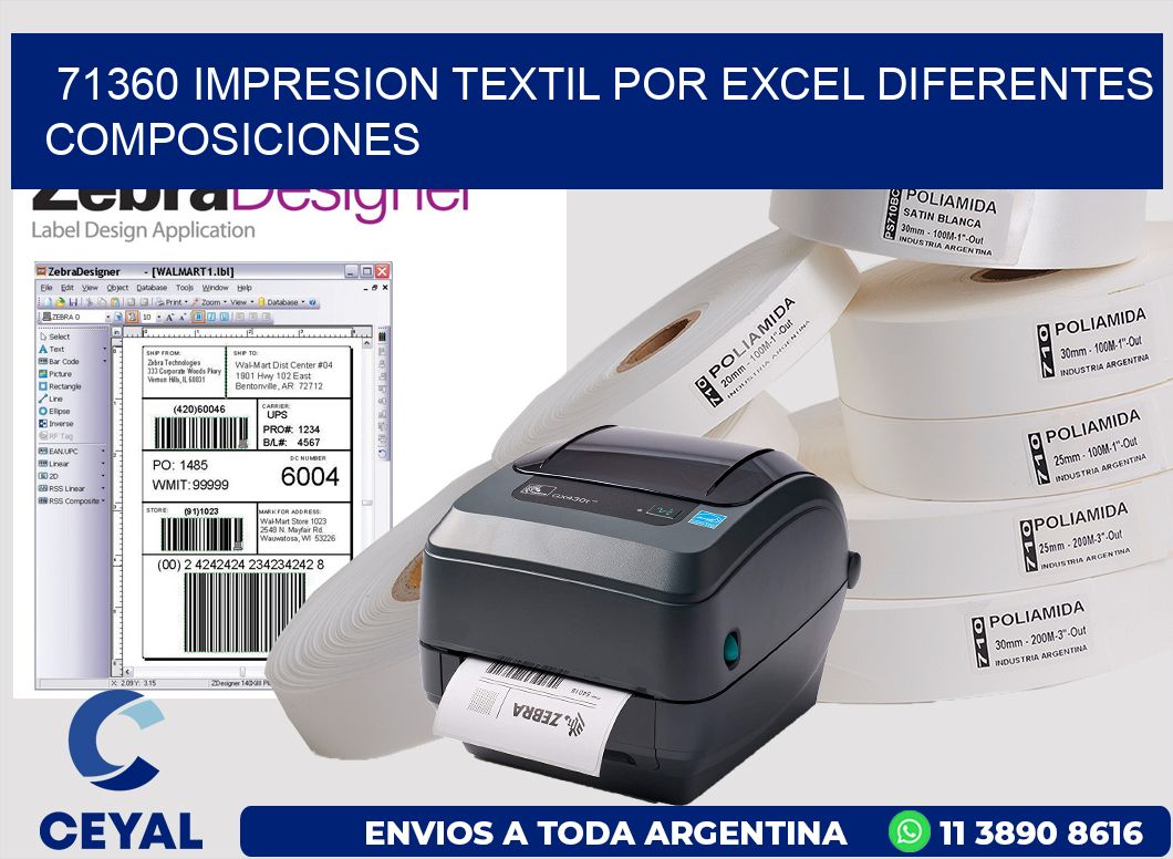 71360 IMPRESION TEXTIL POR EXCEL DIFERENTES COMPOSICIONES