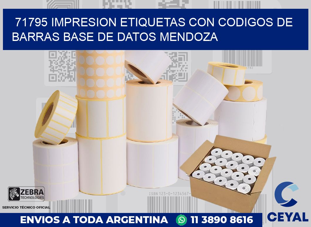 71795 IMPRESION ETIQUETAS CON CODIGOS DE BARRAS BASE DE DATOS MENDOZA
