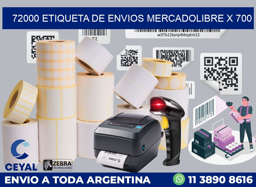72000 etiqueta de envios mercadolibre x 700