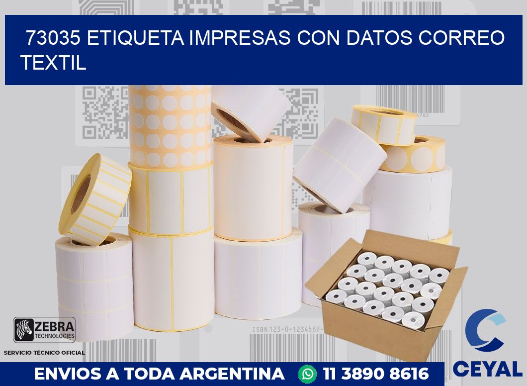 73035 ETIQUETA IMPRESAS CON DATOS CORREO TEXTIL