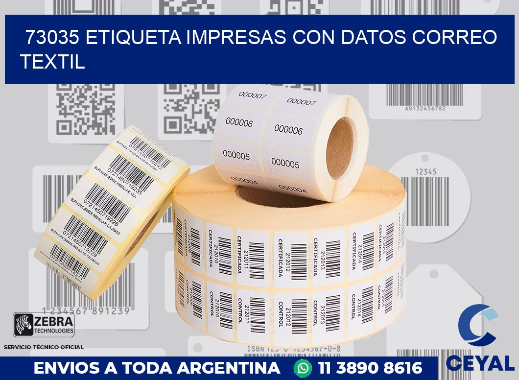 73035 ETIQUETA IMPRESAS CON DATOS CORREO TEXTIL