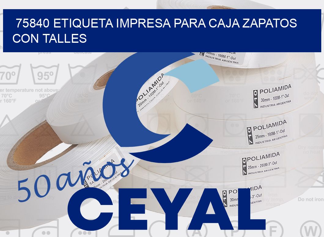 75840 ETIQUETA IMPRESA PARA CAJA ZAPATOS CON TALLES